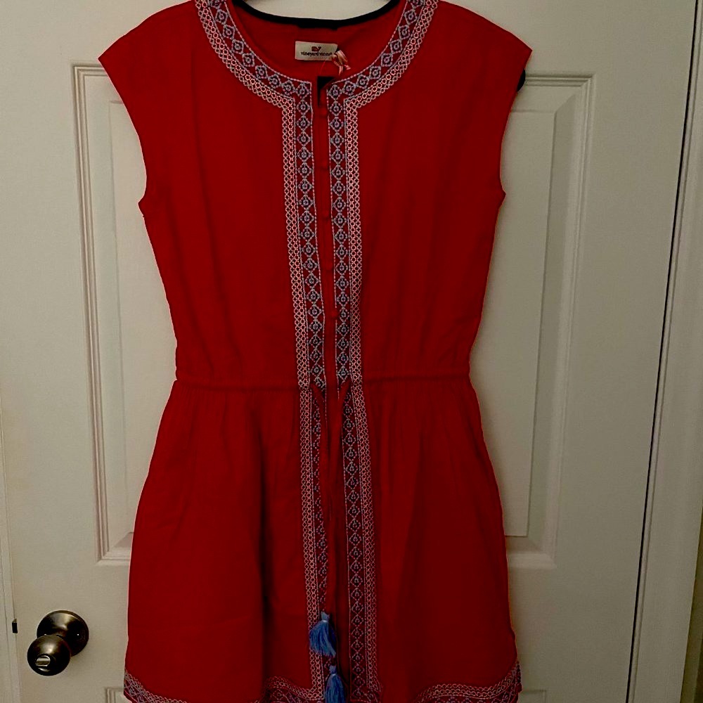 NWT Vineyard Vines Embroidered Tie-Waist Dress Size XXS